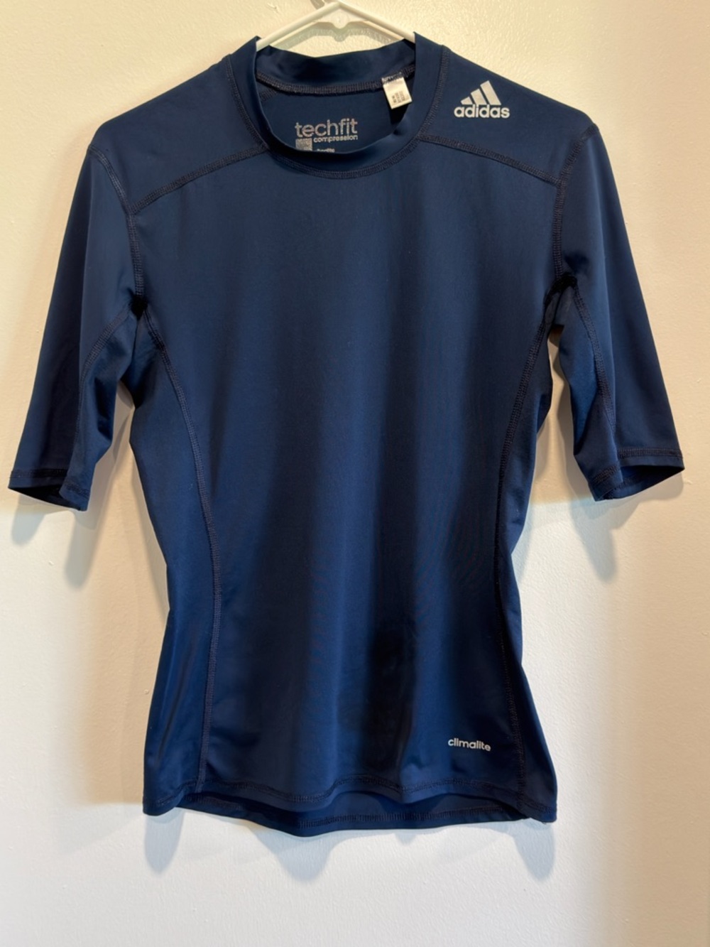 adidas Navy Short Sleeve Techfit Compression Shirt